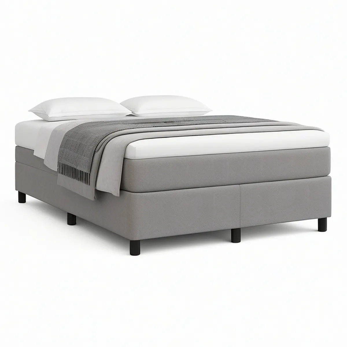 Šedá čalouněná boxspring postel s pěnovou matrací 180 × 200 cm