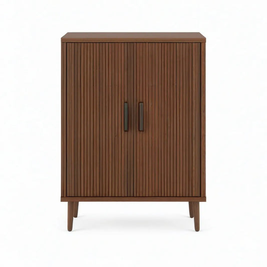 Dvoudveřová skříňka z MDF v dekoru ořechu, hnědá/černá, 80 × 40 × 120 cm
